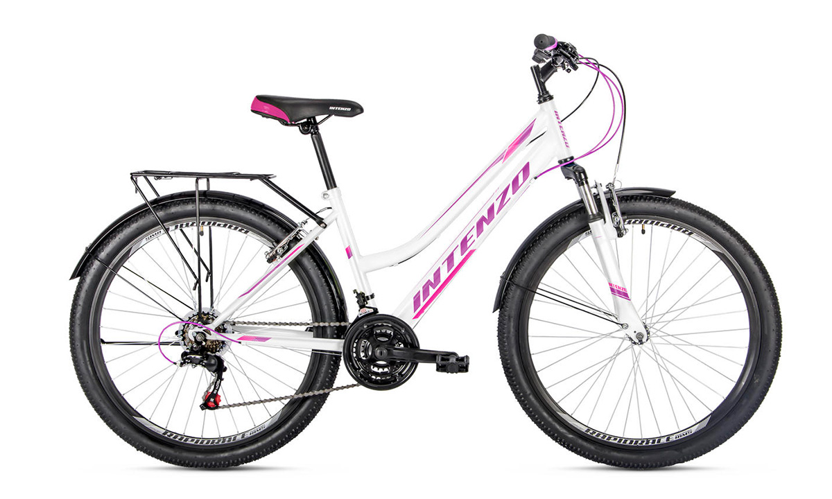 Фотография Велосипед Intenzo COSTA SUS V-brake 26" размер S 2024 Бело-фиолетовый